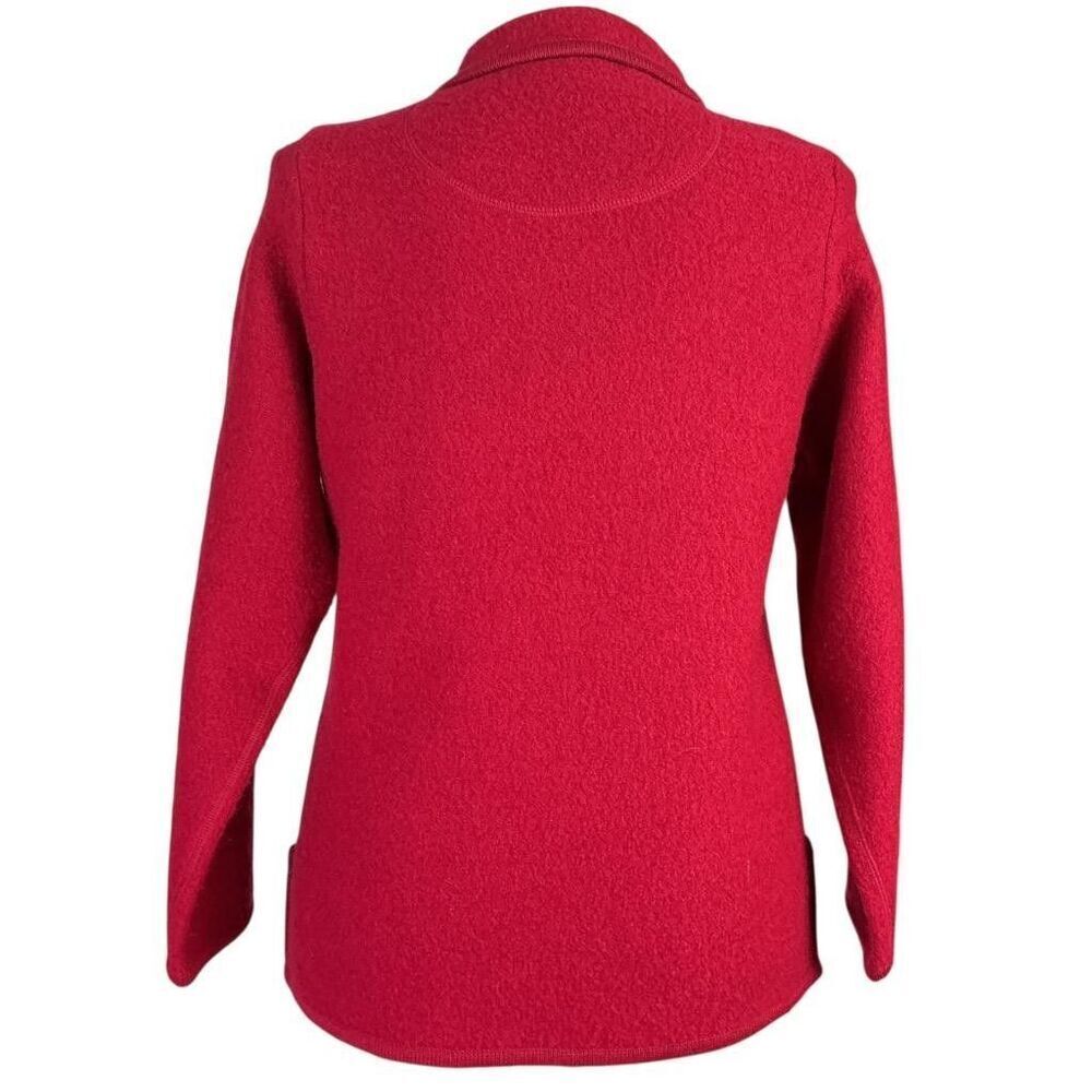 Appleseeds Cardigan Sweater Women L Red Wool Pockets Collar Button Front Jacket - Picture 6 of 9
